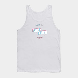 She/Her Pronouns (round) Tank Top